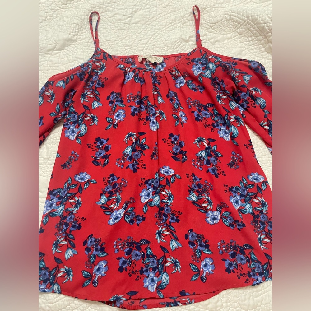 Pink Rose Red Floral Blouse